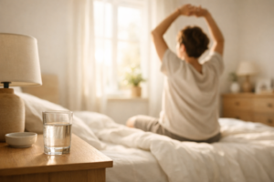 7-minute morning routine with water and morning sunlight for an energy boost