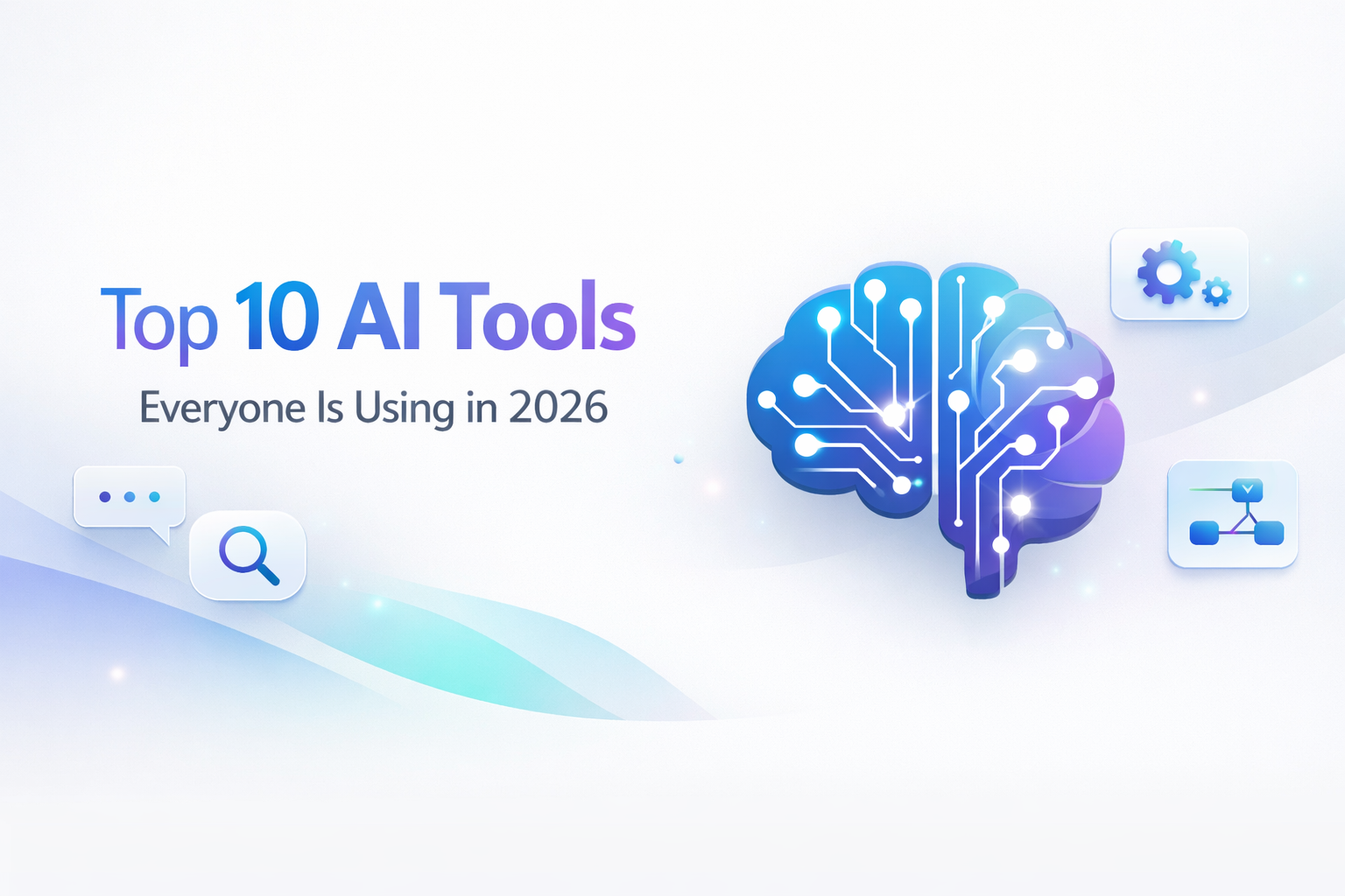 AI tools 2026 intro banner with futuristic clean design